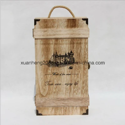 ポータブル木製ワインボトルボックス